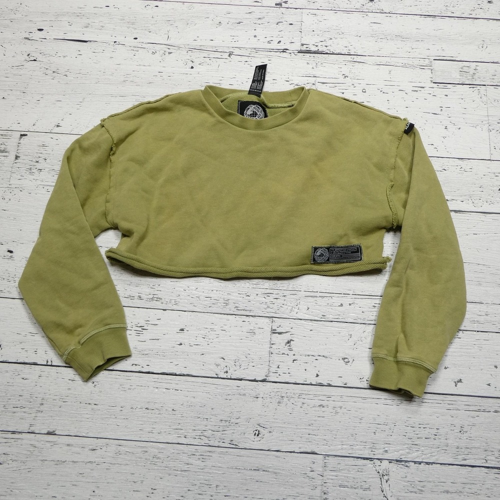Alphalete‎ Cropped Sweatshirt Womens XS French Terry Raw Hem Pullover Crewneck